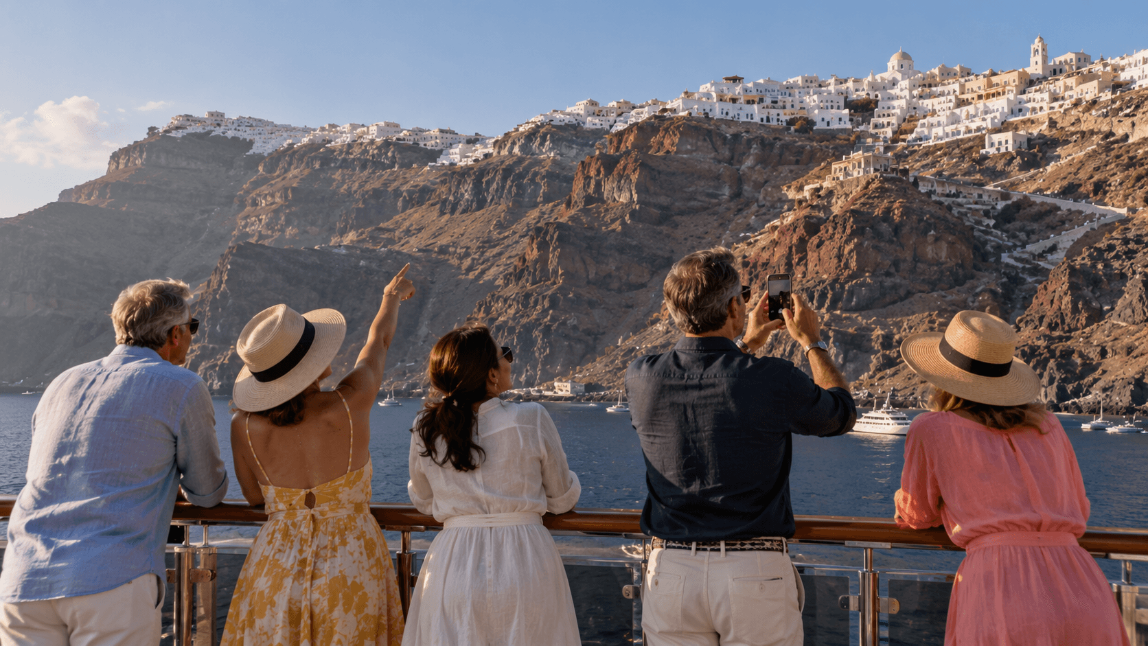 Travellers looking out over a destination