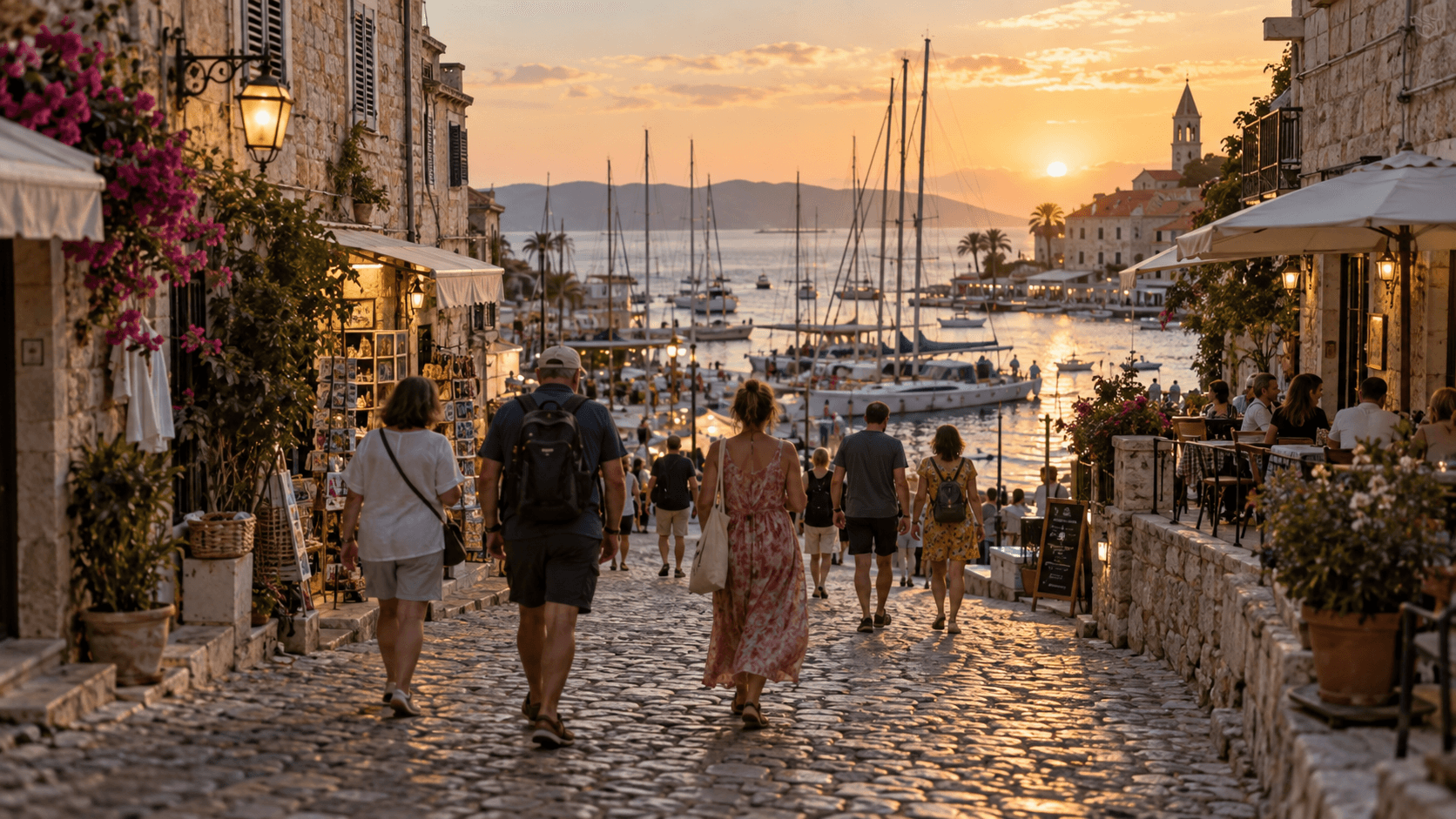 An evening stroll down to the harbour through the old town